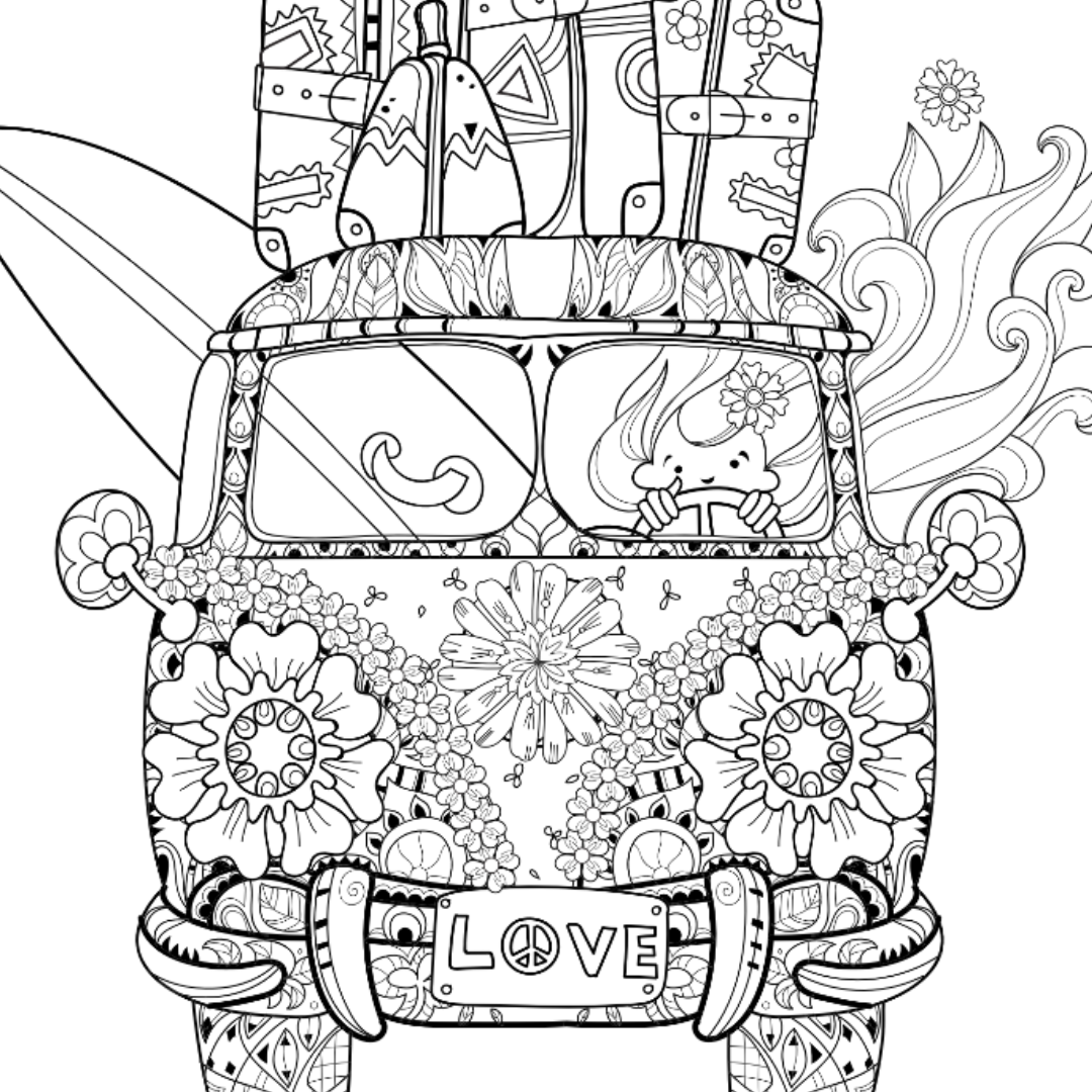 Retro Camper Van Colouring Page Castle Arts retro-camper-van-colouring-page-castle-arts