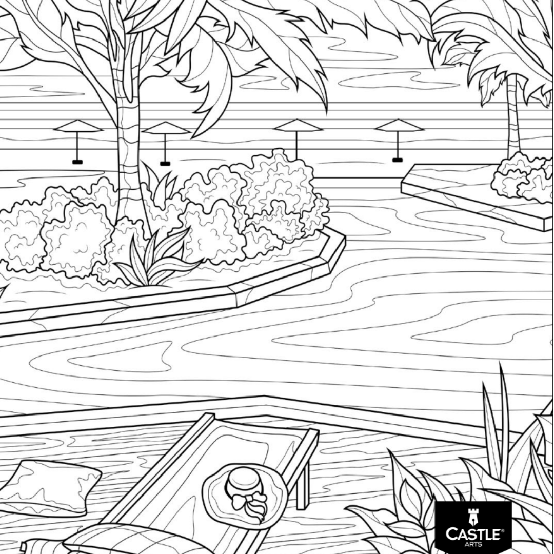 Swimming Pool Colouring Page – Castle Arts