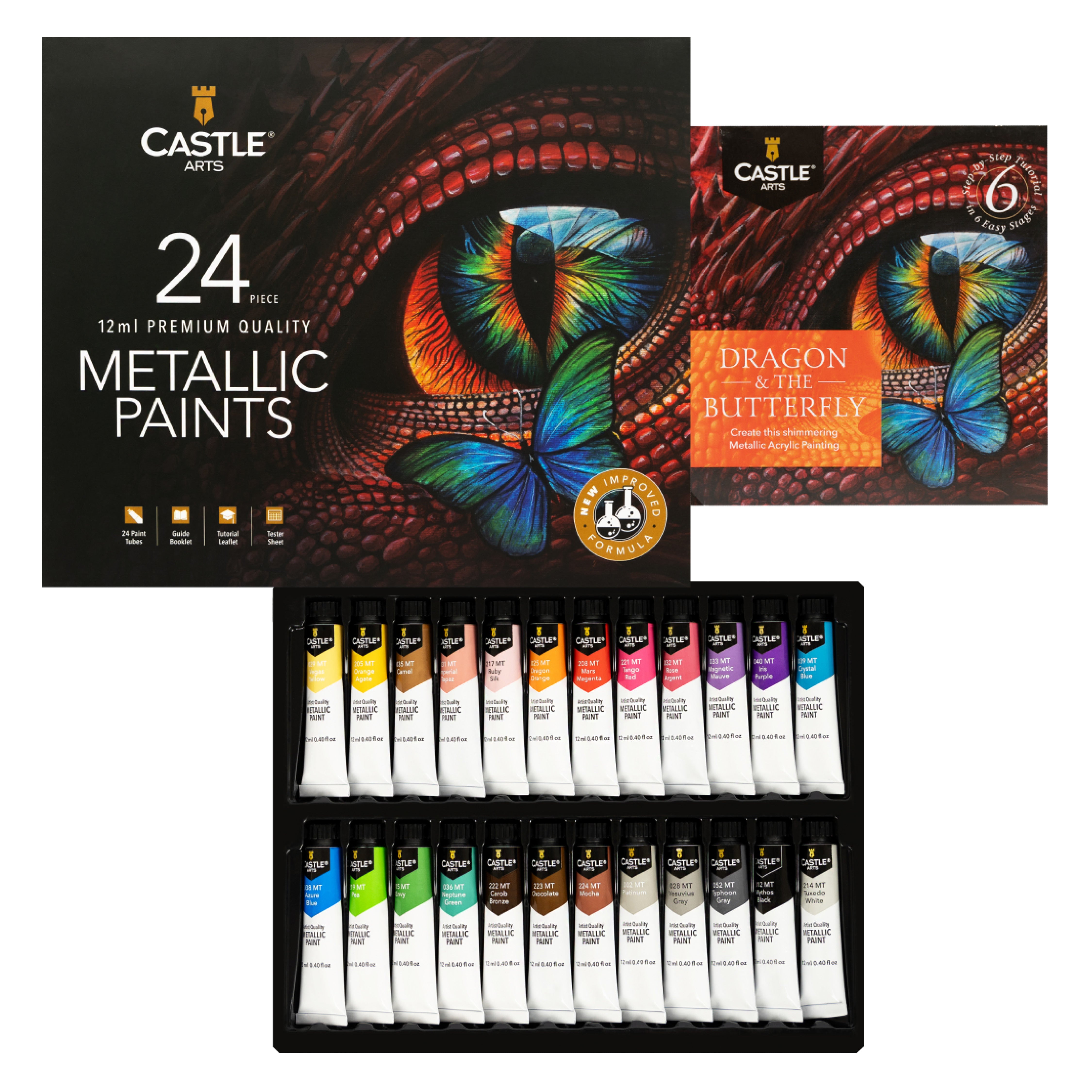 Juego de pintura acrílica metálica de 24 piezas