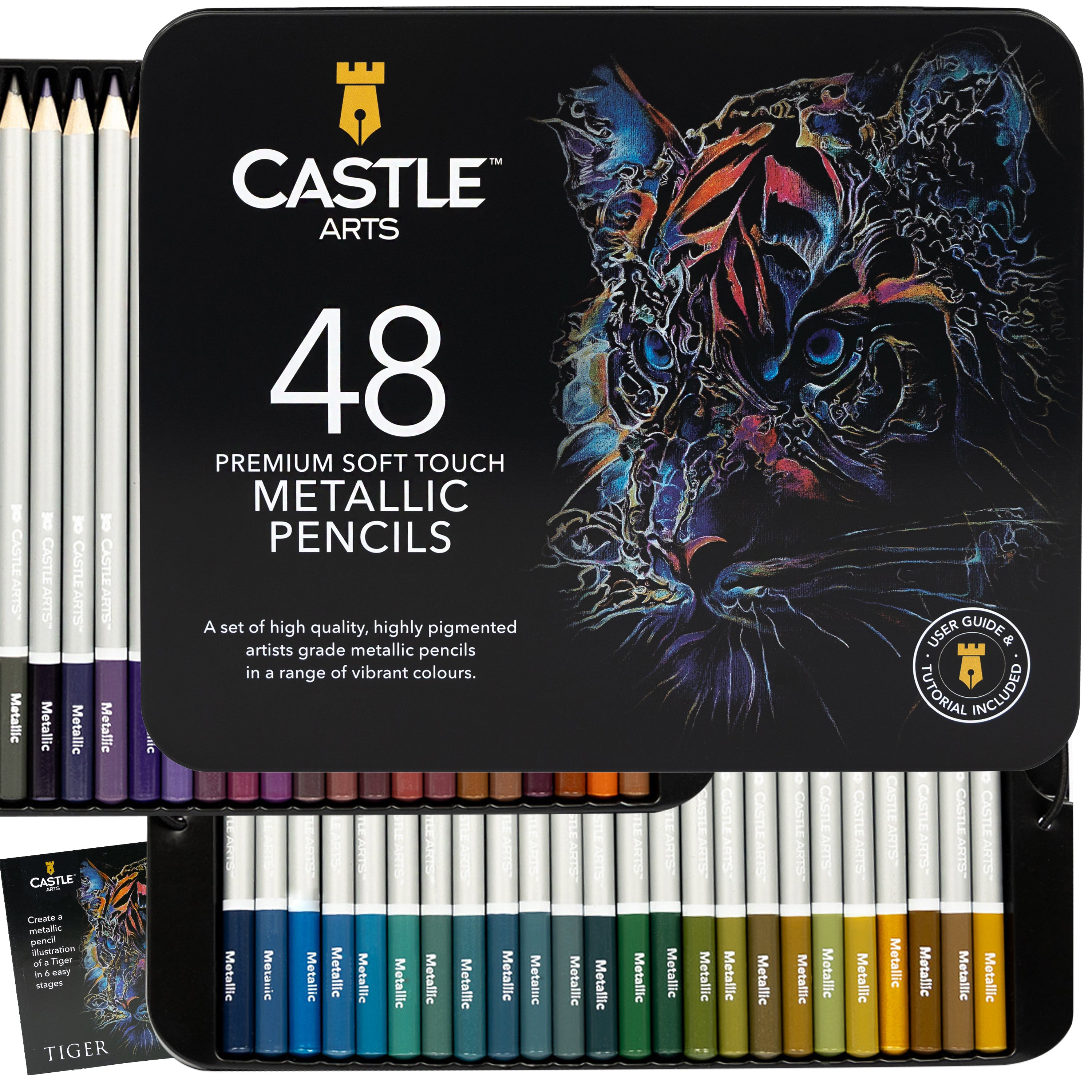 Set di matite colorate metallizzate da 48 pezzi in espositore di latta