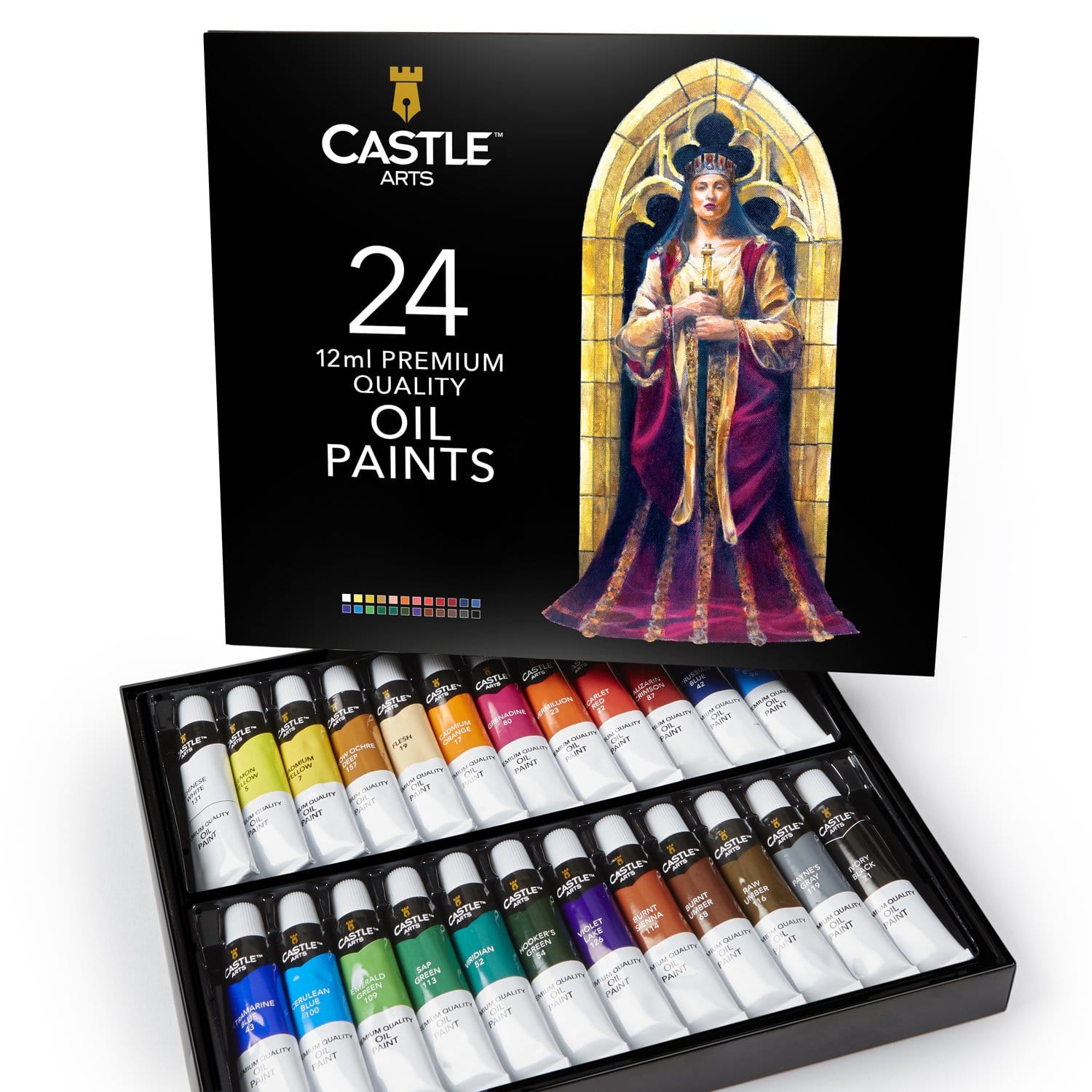 Castle Art Supplies 24 Piece Gouache Tube Set | 24 x 12ml Brilliant,  Opaque, Water-Based Colors | Versatile, Easy to Use for Adult Artists,  Beginners