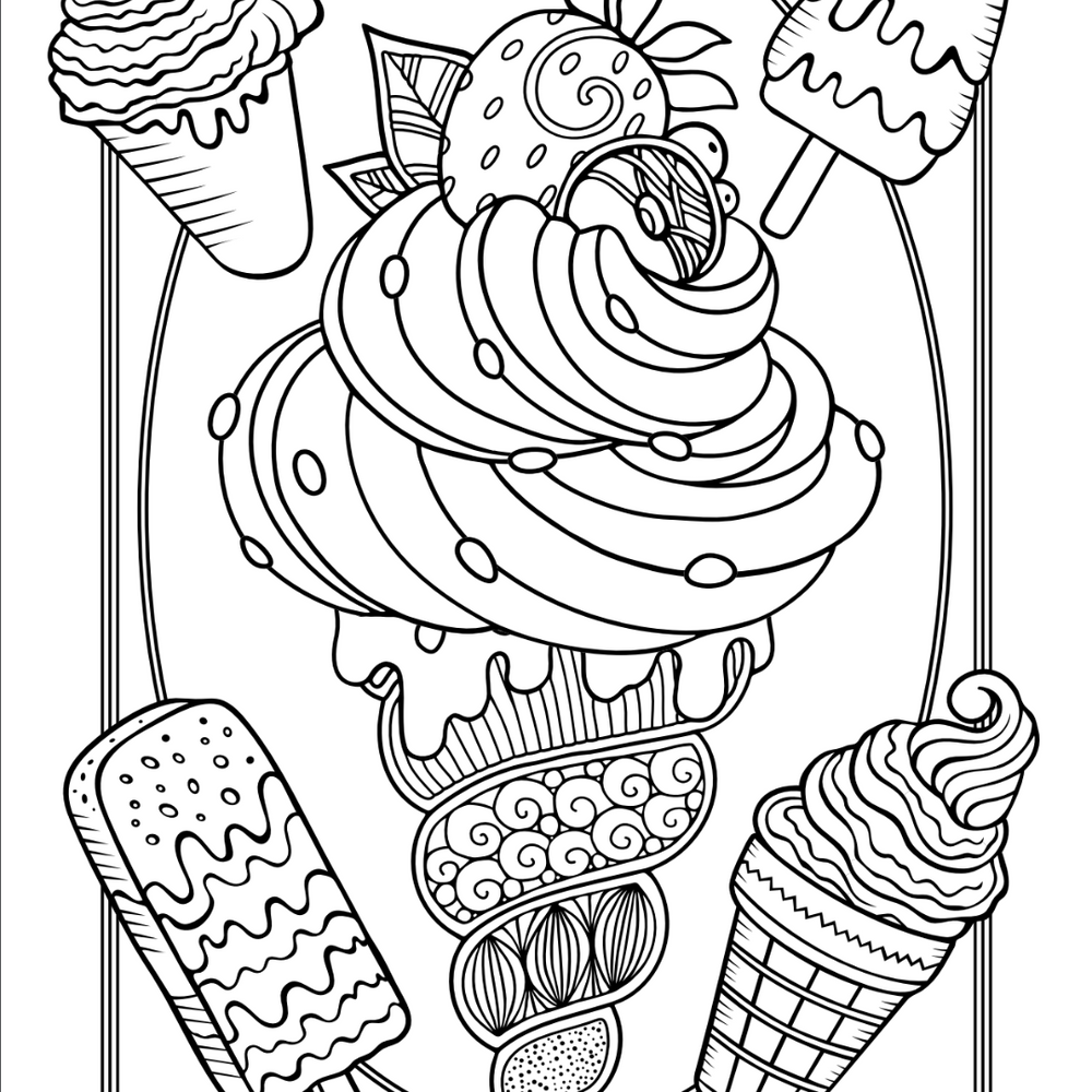 Ice Cream Colouring Page Castle Arts