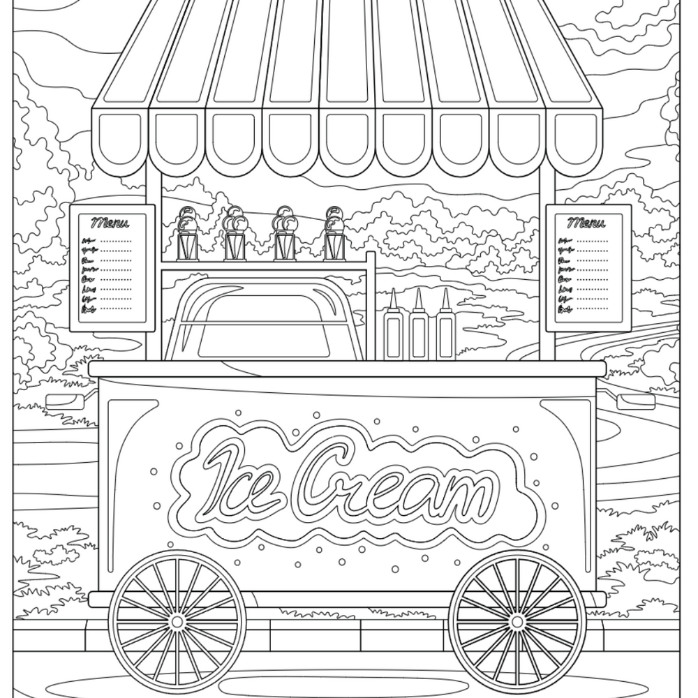 Ice Cream Stall Colouring page Castle Arts