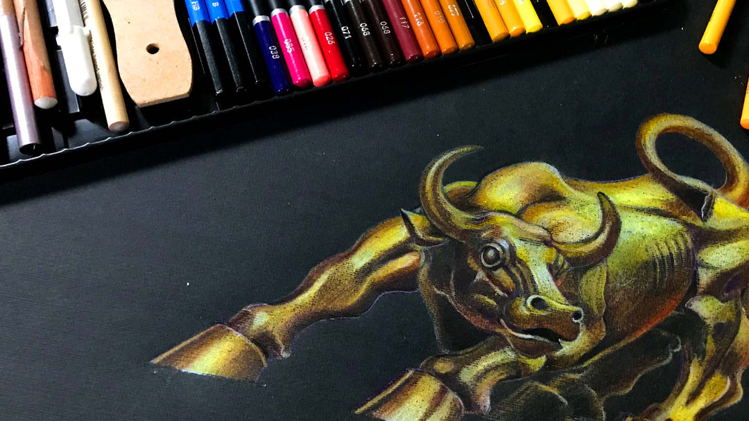 How To Draw & Colour A Chinese New Year 2021 Metal Ox Using Colour Pencils