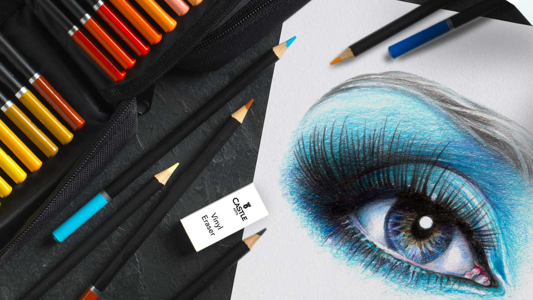 How To Draw & Colour A Blue Eye using Colour Pencils