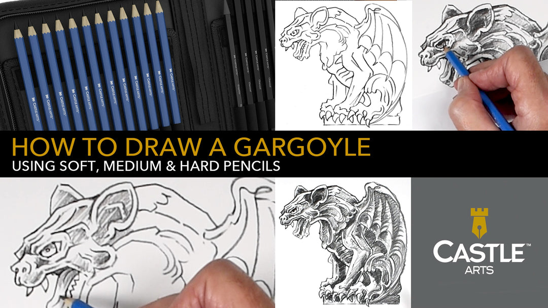 How To Draw A Gargoyle Using Hard, Medium & Soft Graphite Pencils