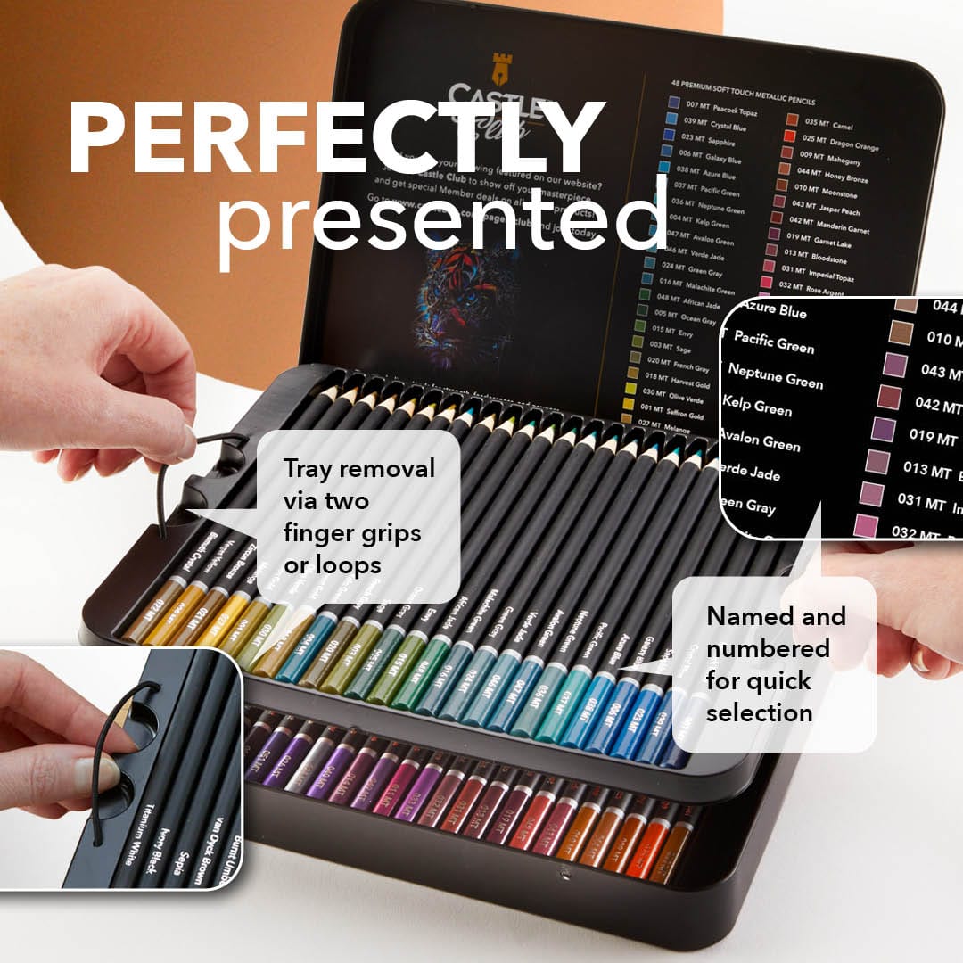 120 Piece Coloured & Metallic Pencils in Tin Bundle