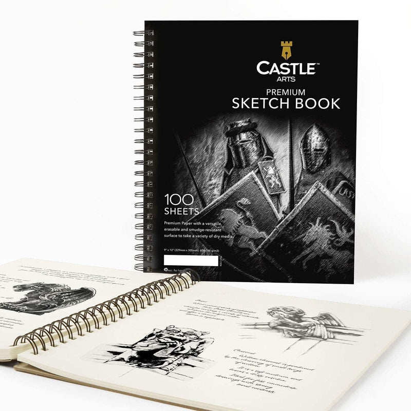 24 Piece Portrait Coloured Pencils Set & 2 Sketchbooks Artist Bundle