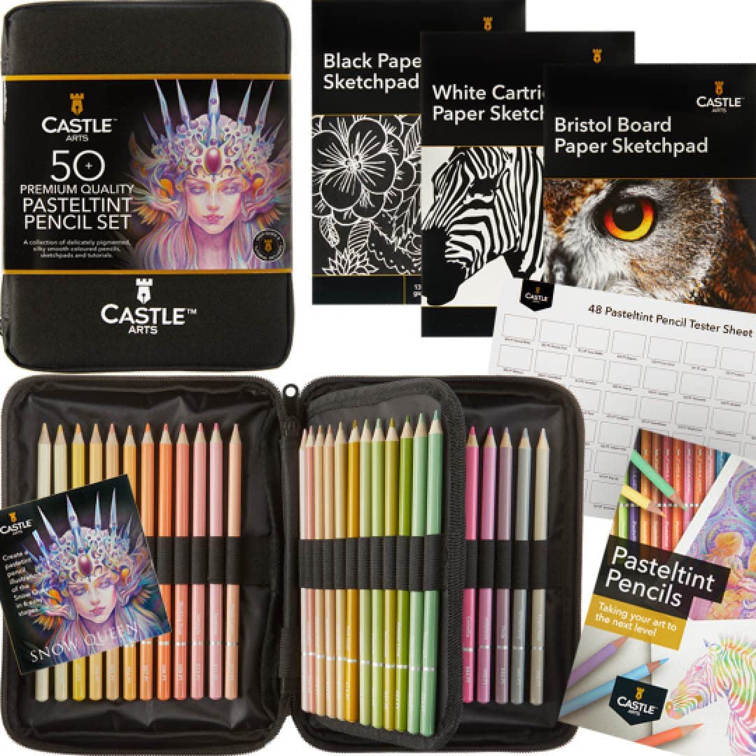 100 Piece Metallic & Pasteltint Coloured Pencils Zip Bundle