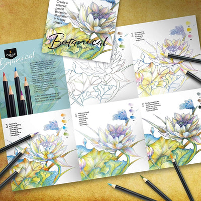 24 Piece Botanical Coloured Pencils Set & 2 Sketchbooks Artist Bundle