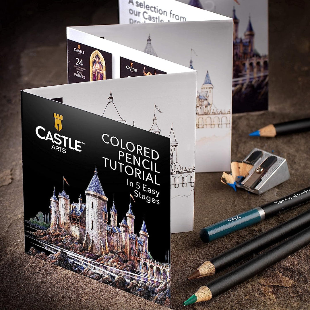 120 Piece Coloured Pencil Tin Set & 2 Sketchbooks Artist Bundle