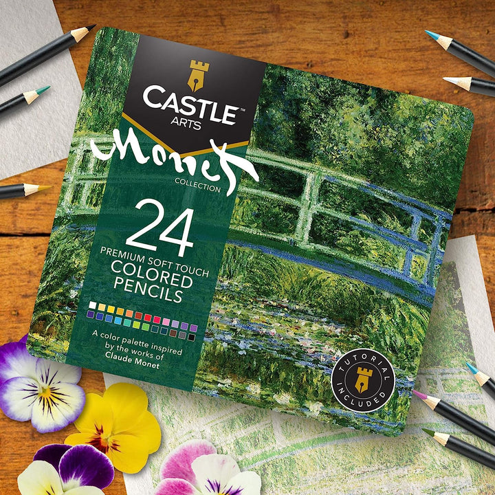 48 Piece Seascape & Monet Coloured Pencils Palette Bundle
