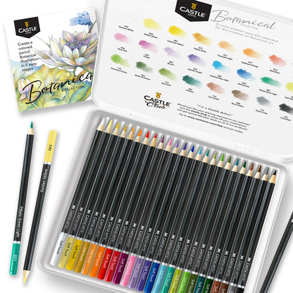 Set di matite colorate botaniche da 24 pezzi in espositore di latta