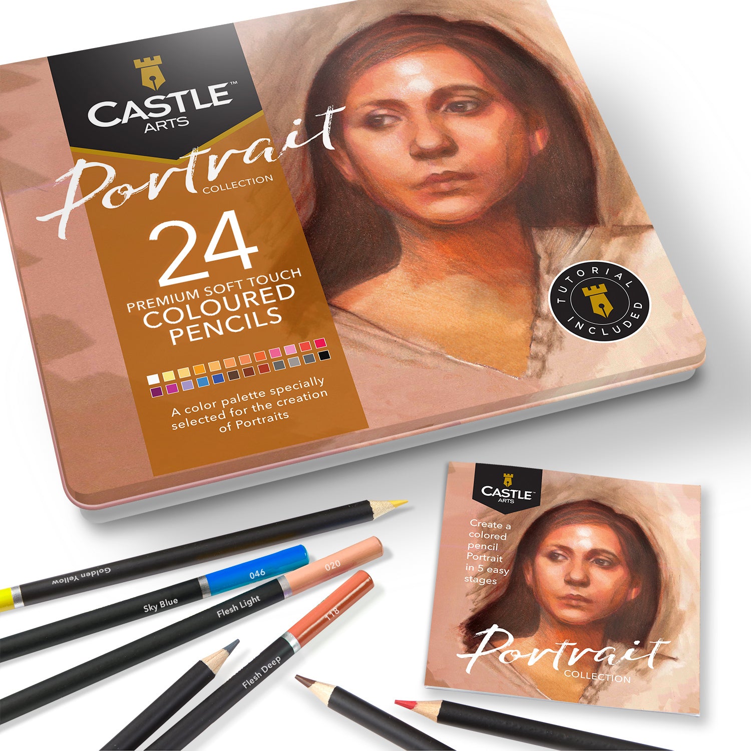 24 Piece Portrait Coloured Pencil Set in Display Tin