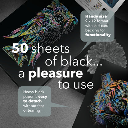 100 Sheets Heavy Black Paper Sketchpads 9" x 12"