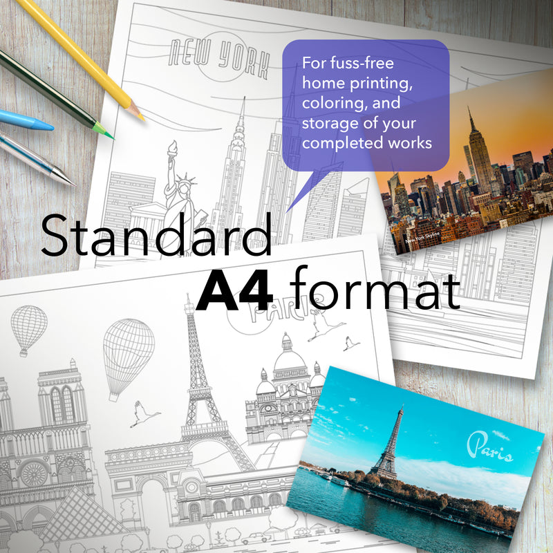 Castle Arts | Printable Scenic Cityscapes Colouring Book [Digital Download]
