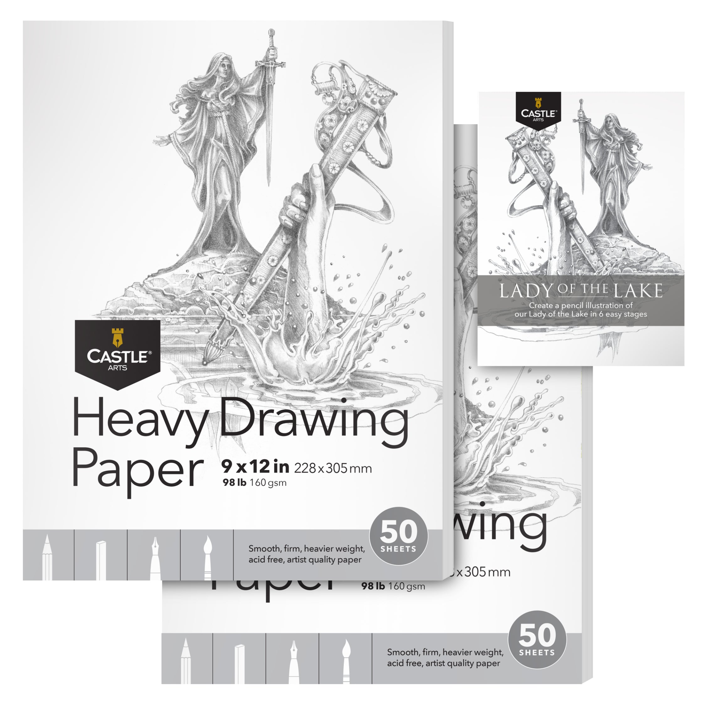Castle Arts 100 Sheets Heavy Drawing Sketchpads 9