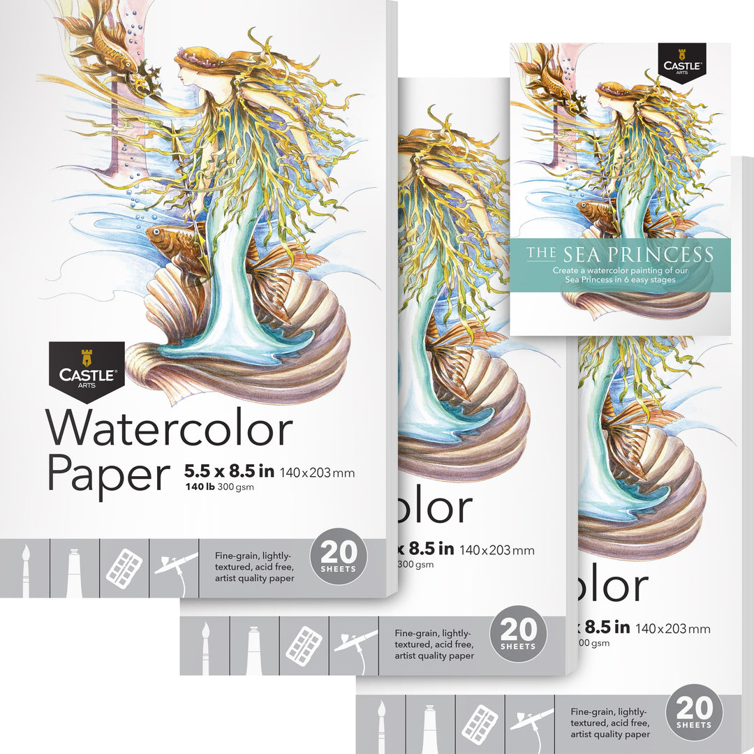 60 Sheets Watercolour Sketchpads 5.5" x 8.5"
