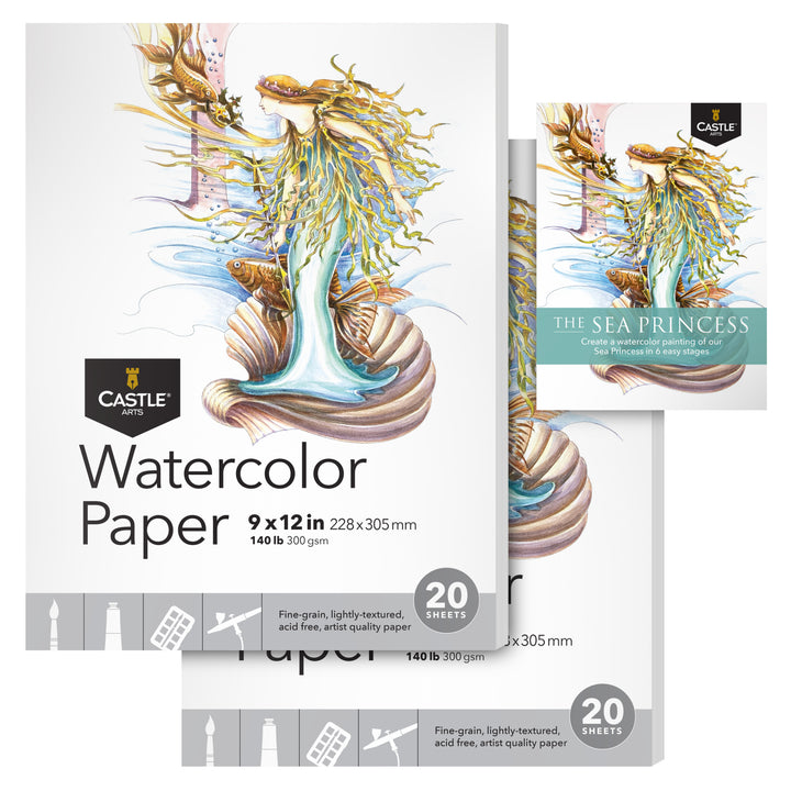 40 Sheets Watercolour Sketchpads 9" x 12"