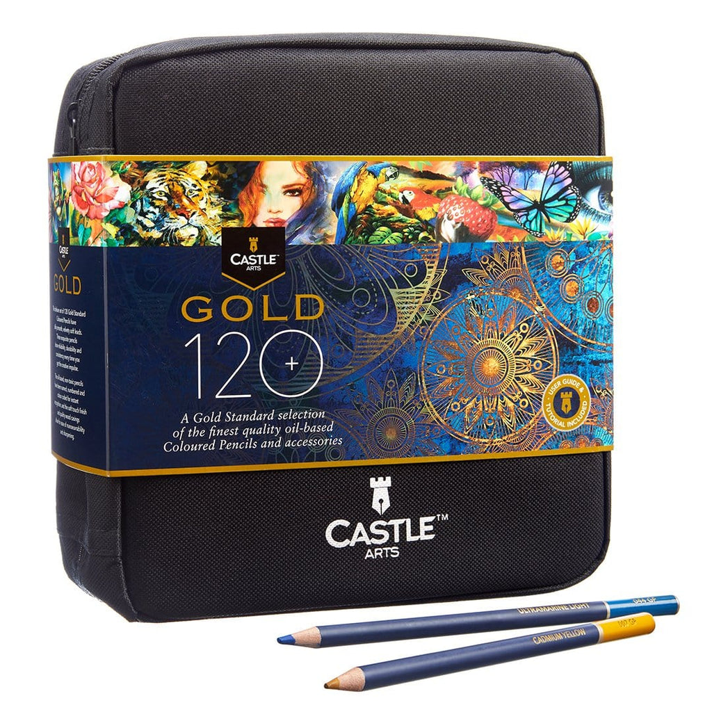 Castle Arts 120 Piece Castle Gold Coloured Pencil Set in Zip Up