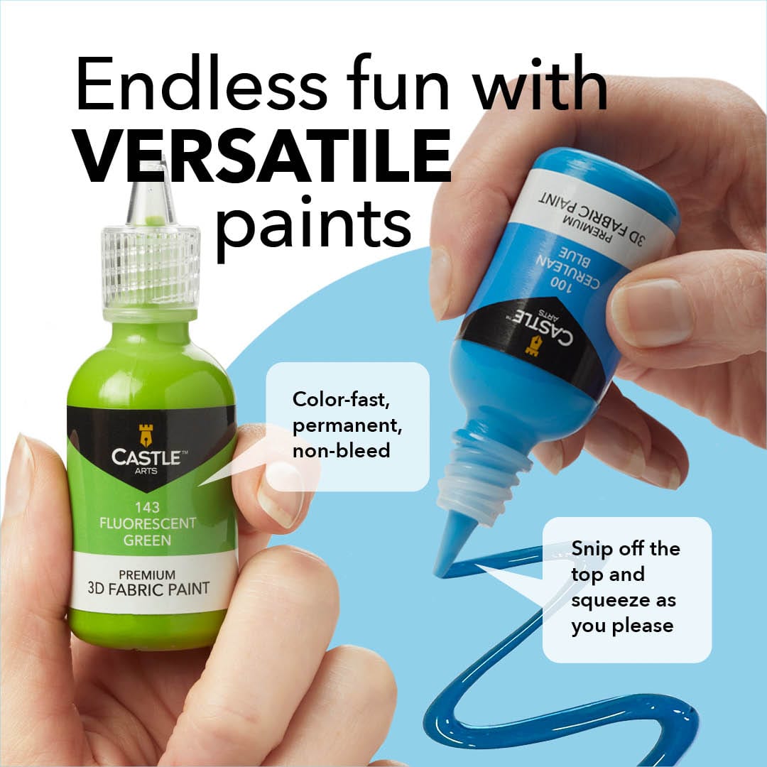 3D Fabric Permanent Paint 40 Color, Puffy Paint with Vibrant