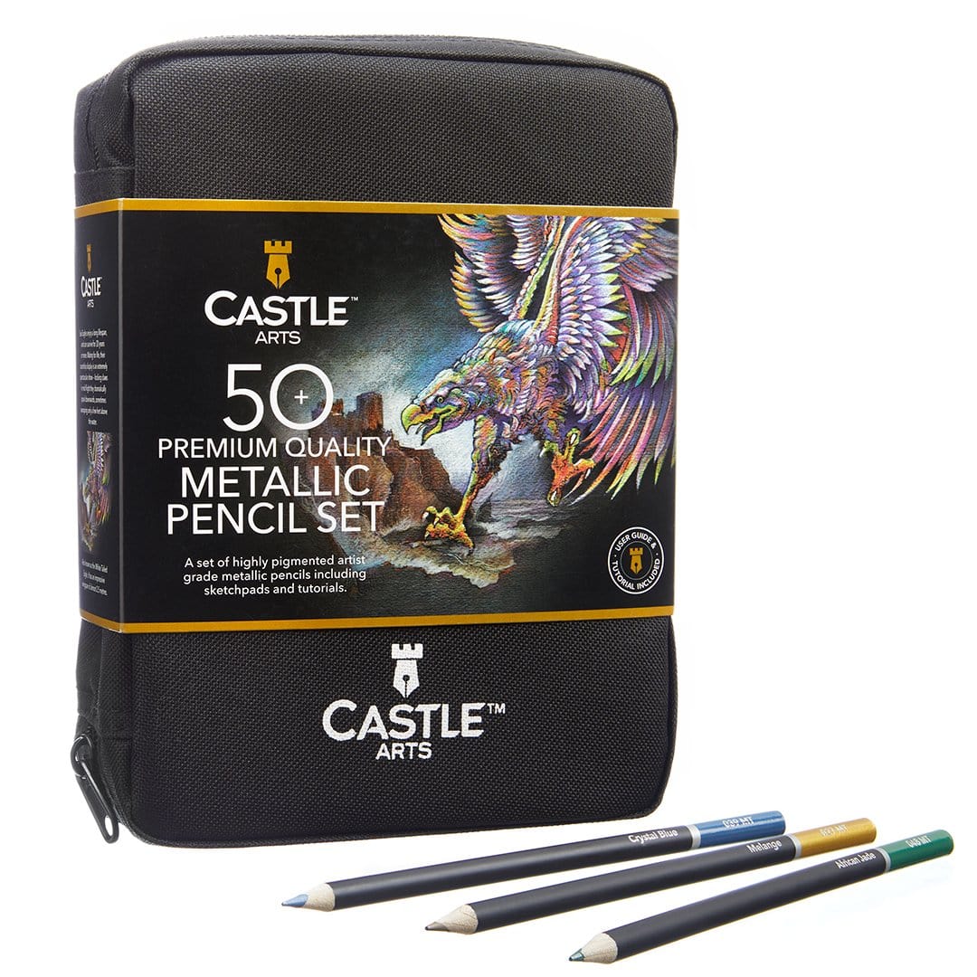 50 Piece Metallic Coloured Pencil Set in Zip Up Case