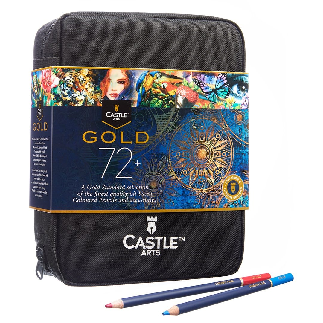 72 Piece Castle Gold Coloured Pencil Set in Zip Up Case