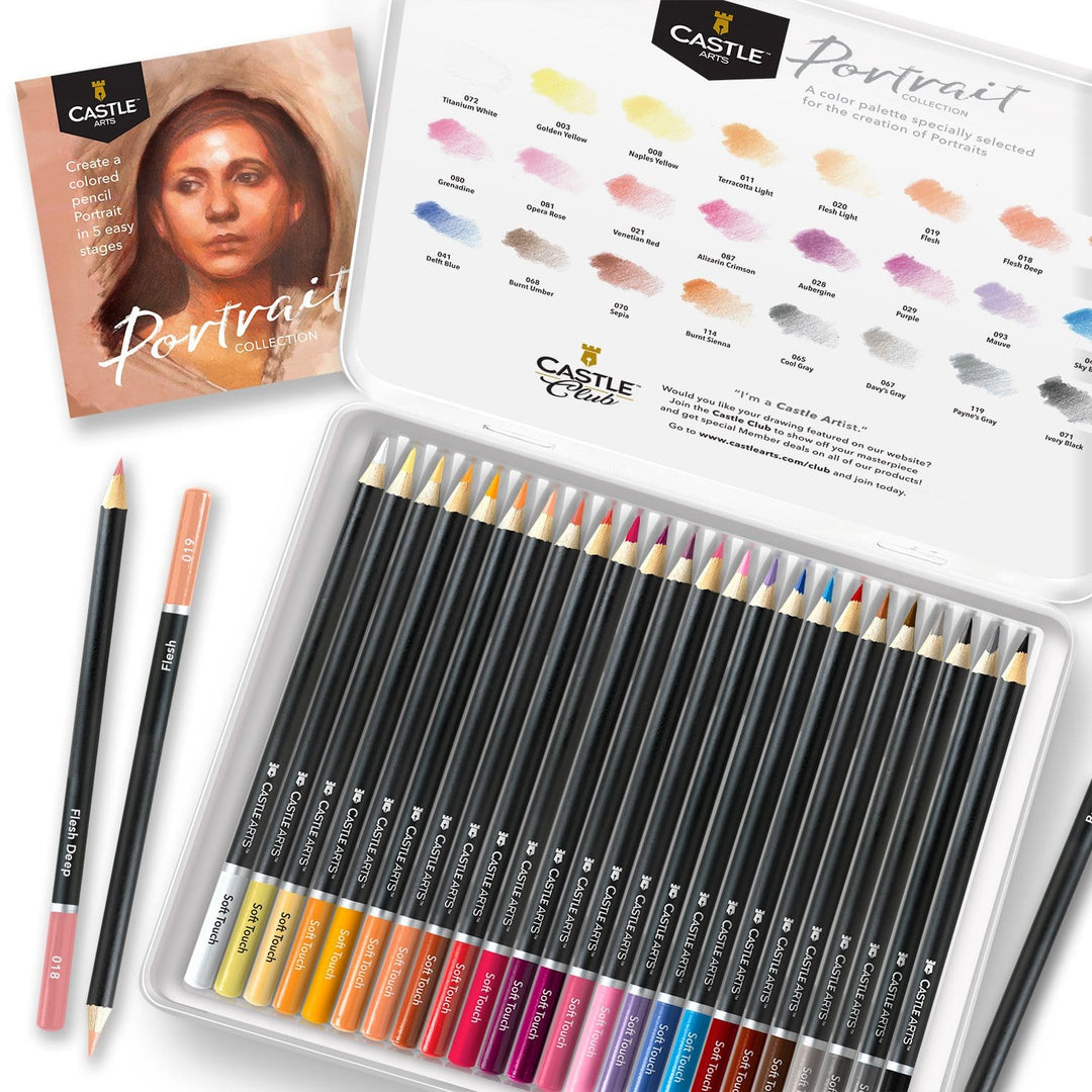 Castle Art Supplies 120 Colored Pencil Set for Artists, Featuring 'Soft Series